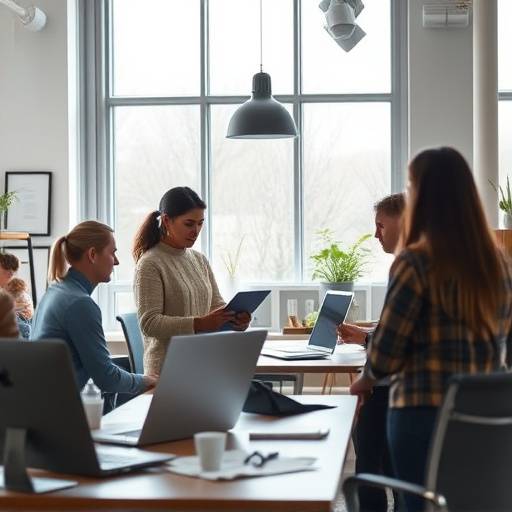 Team of designers collaborating in a modern office space