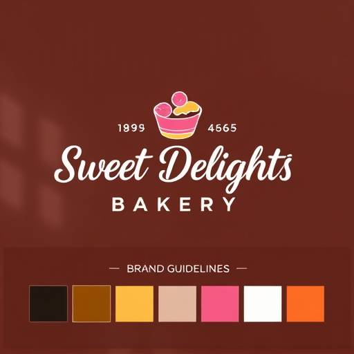 Visual representation of the branding strategy developed for 'Sweet Delights Bakery', showcasing their logo, color palette, and brand guidelines.
